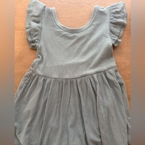 Little Sleepies Blue Ribbed Bodysuit Twirl Bamboo Dress Size 18/24